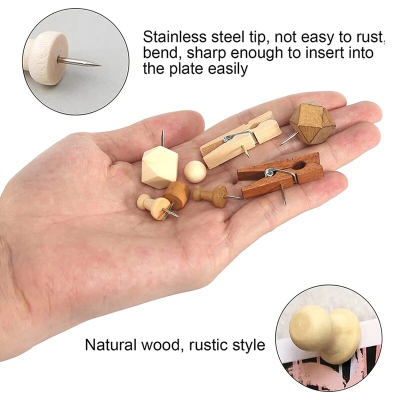 Wooden Push Pins Wooden Pins Wooden Tacks With Storage Box For Cork Board, Photos