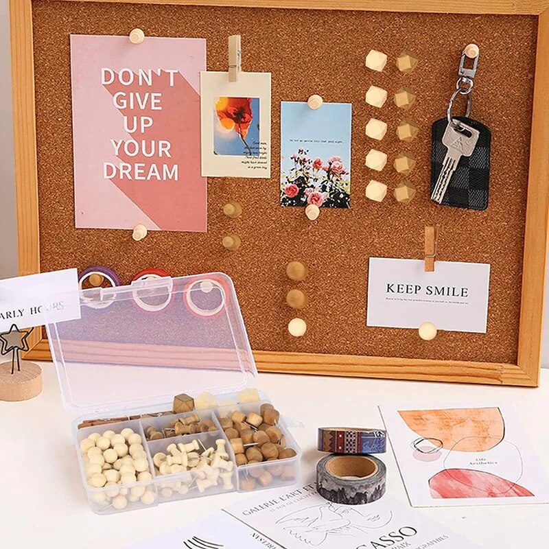 Wooden Push Pins Wooden Pins Wooden Tacks With Storage Box For Cork Board, Photos