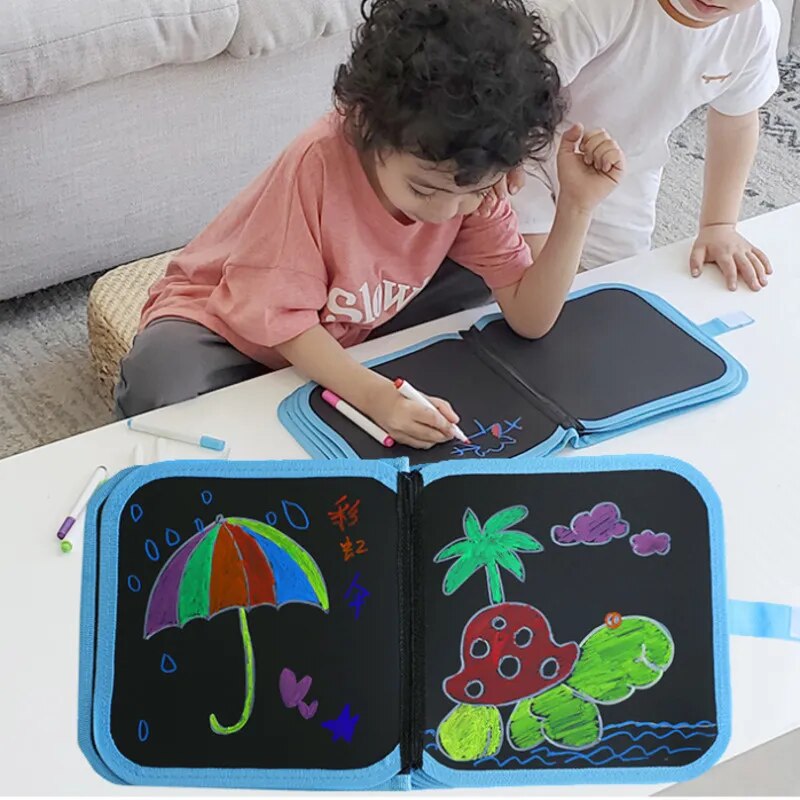 Imagination Unleashed: Kids' DIY Water Chalk Magic Drawing & Coloring Board - Learn, Sketch, and Doodle Playfully!