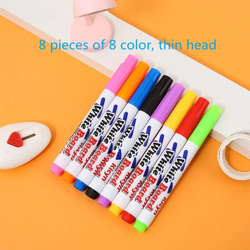 8/12 Colors Magical Water Painting Pen Water Drawing Floating Doodle  Whiteboard Markers Kids Toys Early Education Magic spoon