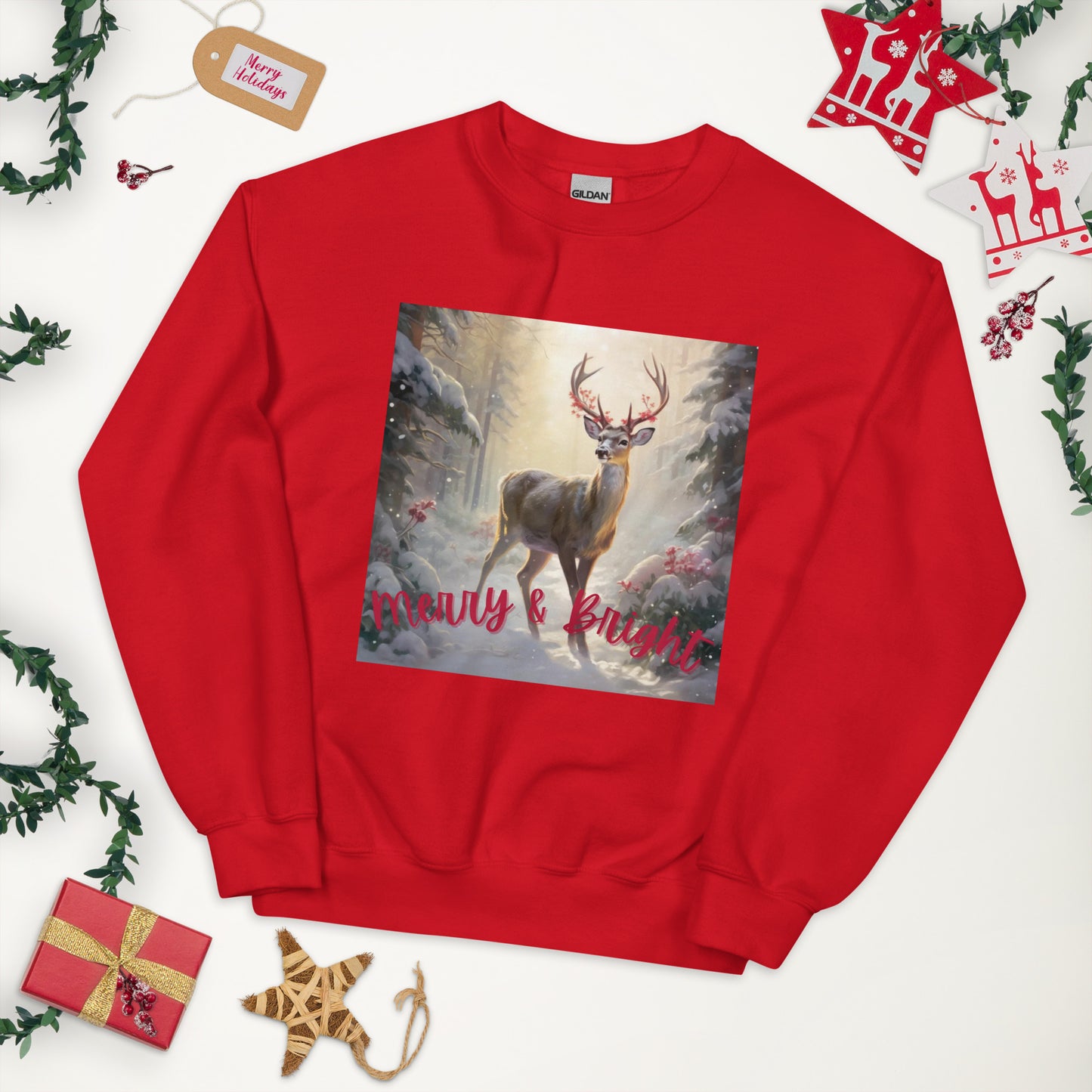 Merry and Bright Reindeer Sweatshirt