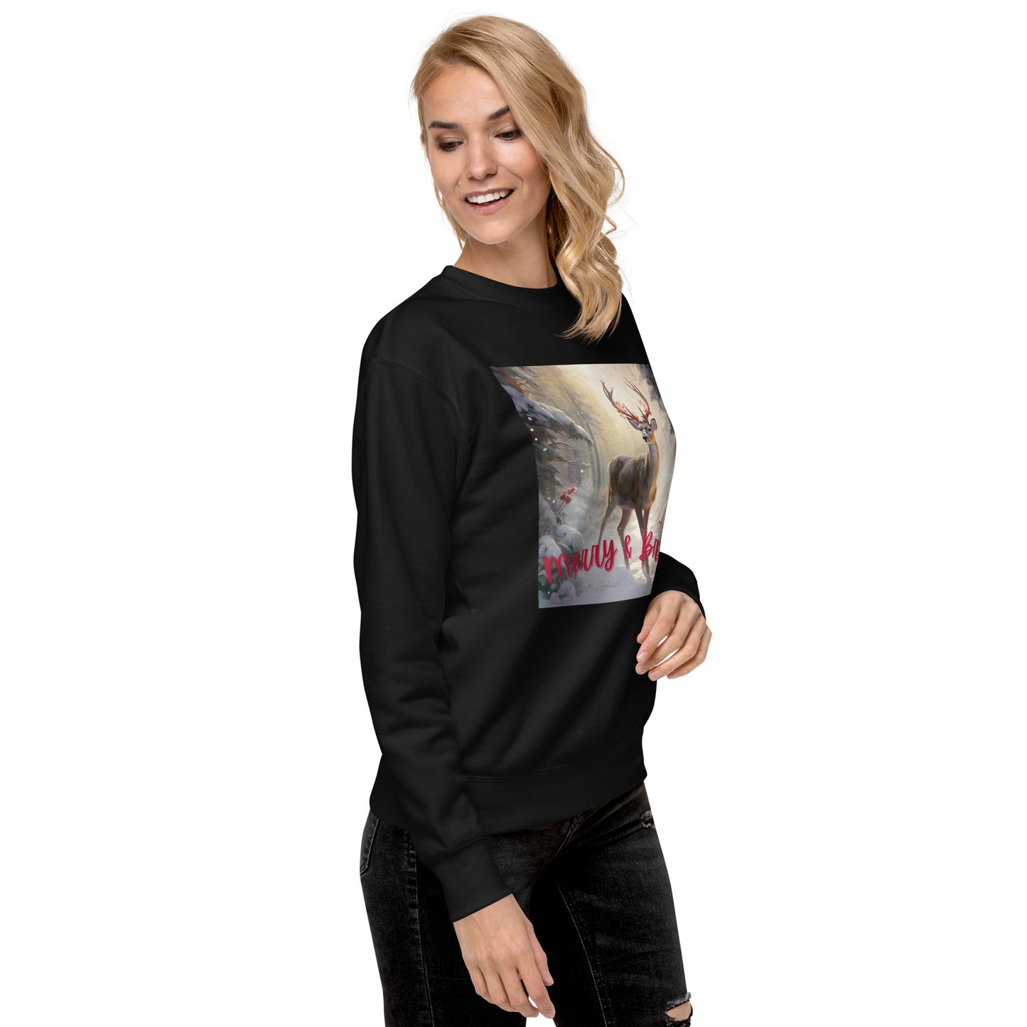 Merry and Bright Reindeer Christmas Sweatshirt