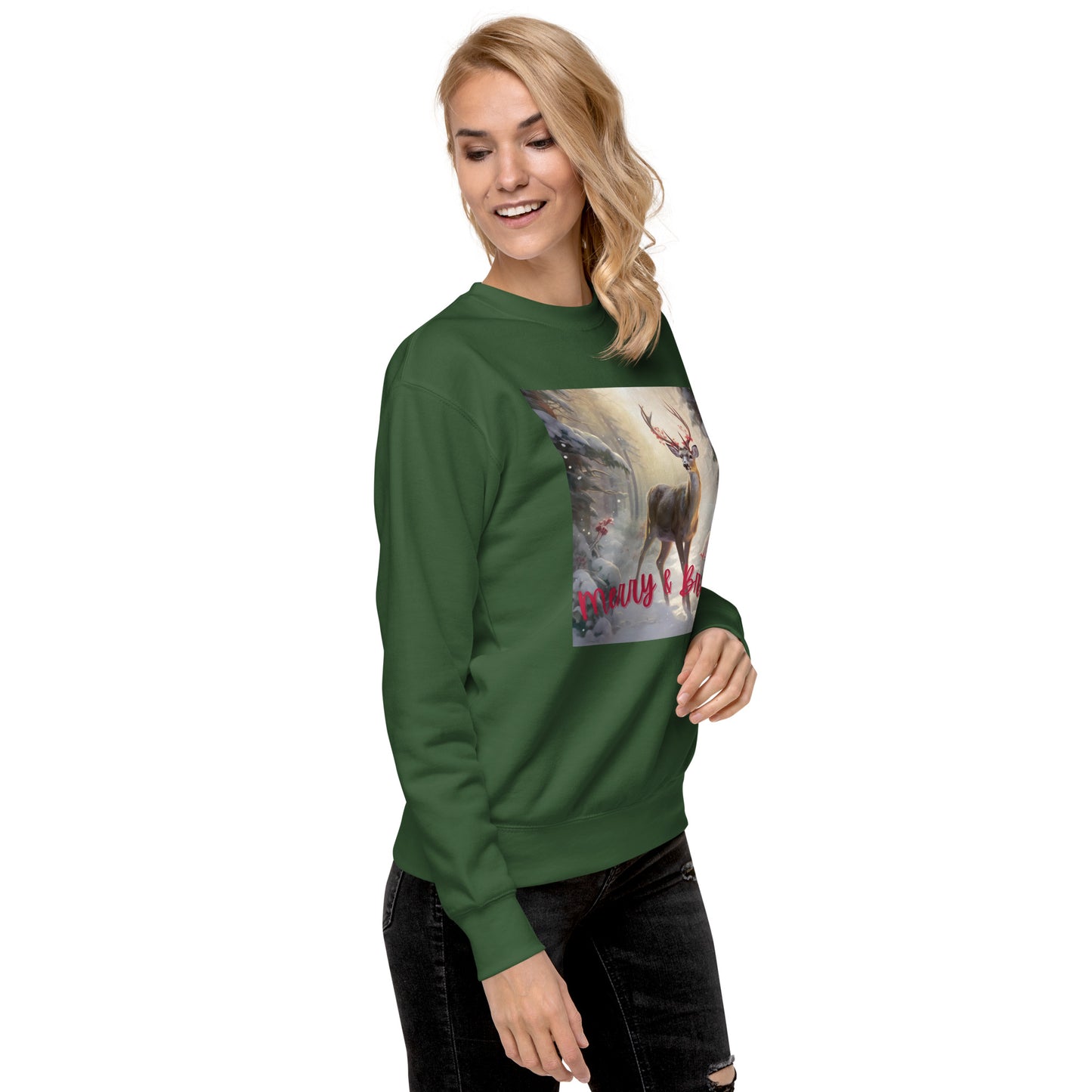 Merry and Bright Reindeer Christmas Sweatshirt